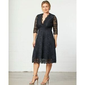 Kiyonna Black Lace Midi Dress